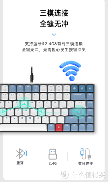 佳达隆矮轴，有线2.4G蓝牙三模连接，户外办公键盘这么选