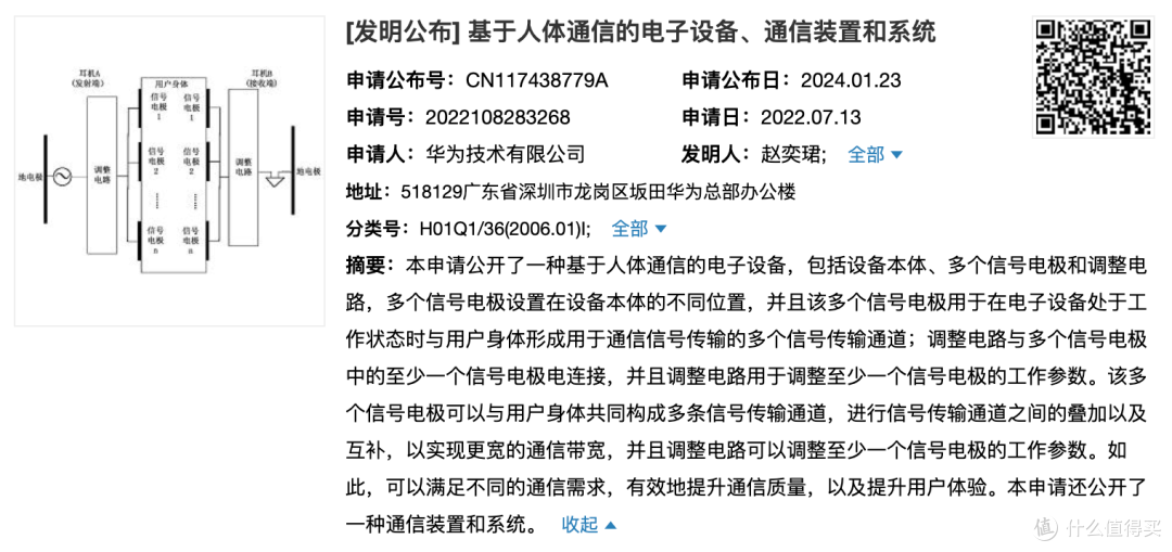 华为新专利公布,通过可穿戴设备实现人体通信