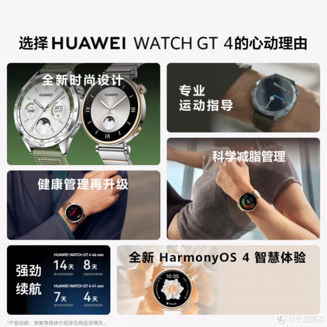 华为WATCH GT4智能手表曜石黑版支持心律失常提示功能和龙年表盘。