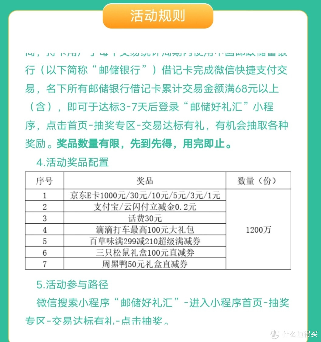 中国邮政银行一系列的省钱攻略，天猫，京东，拼汐汐，抖音，美团188/88减8.8， 最高1000元京东E卡。