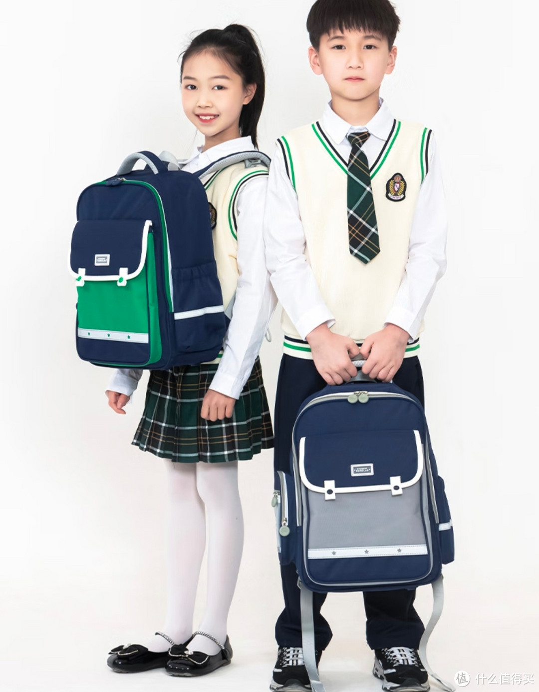 得力（deli）小学生书包笔袋文具套装男女孩大容量防泼水双肩儿童背包BB135 绿