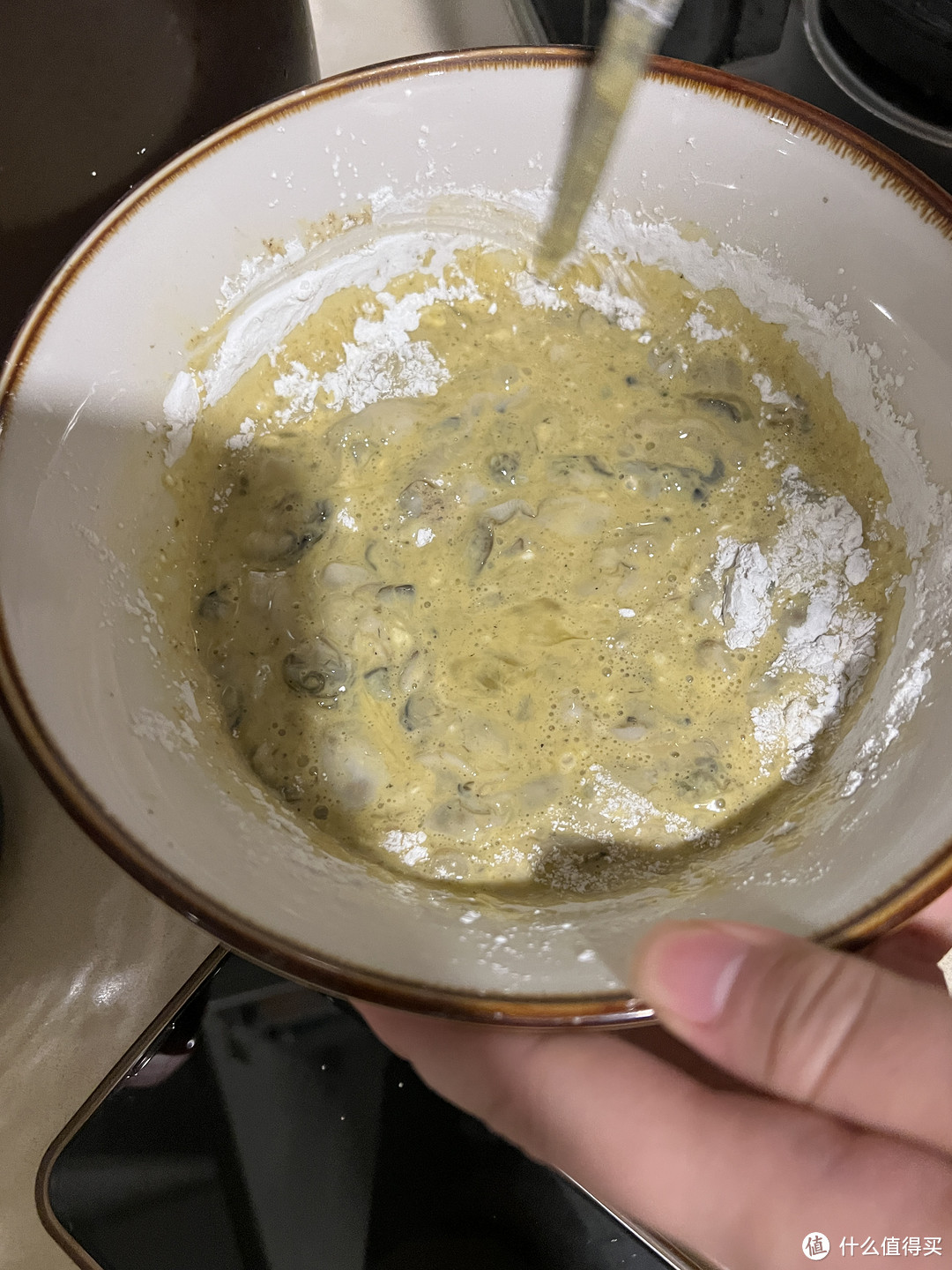 周末,媳妇做了一次蚵仔煎给我们吃,赞!