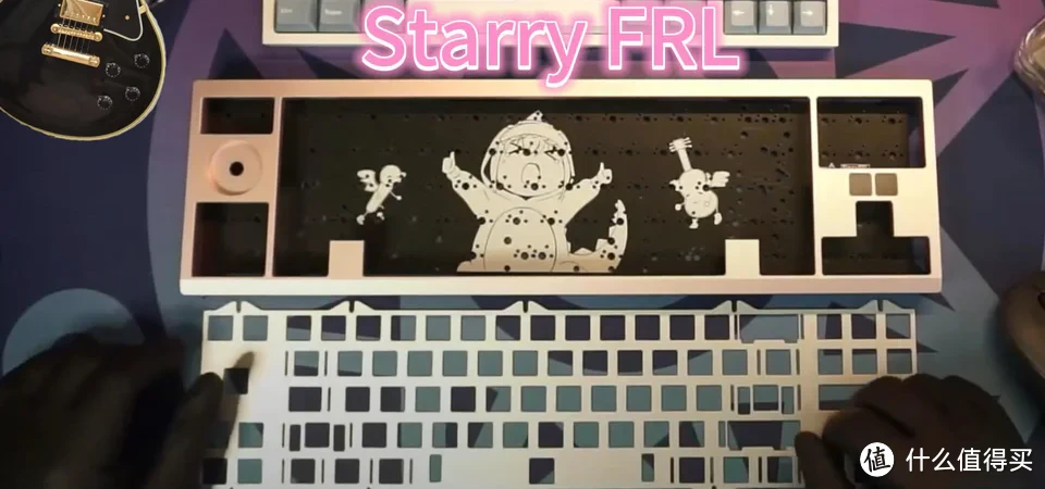 粉色吉他摇滚Starry FRL 70%套件，采用吉他拾音器上的吉普逊旋钮