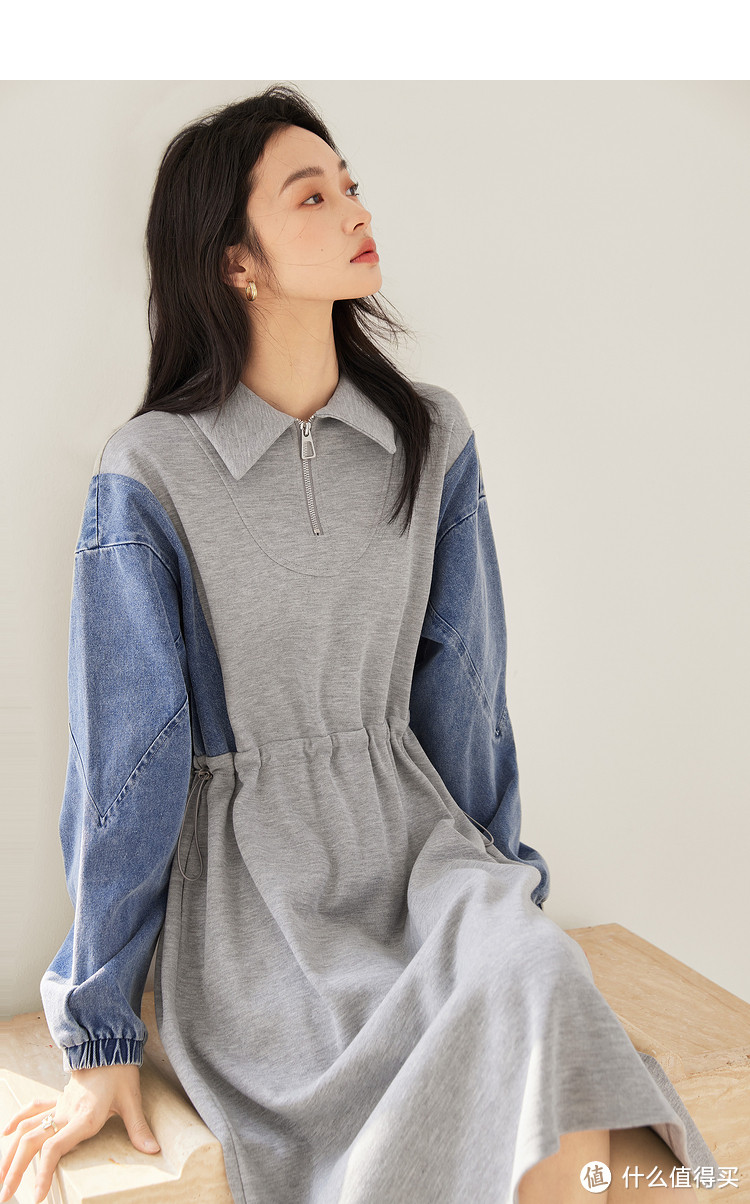 🌸💕给小仙女们的春季穿搭推荐:复古休闲牛仔拼接连衣裙👗