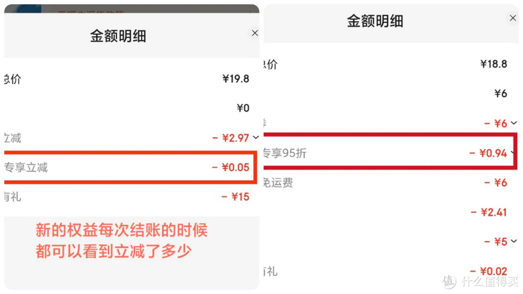 Plus立减和之前的95折对比