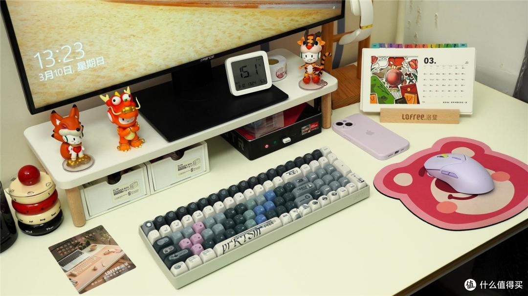 买键盘送盲盒键帽!洛斐小翘100机械键盘开箱:颜值女生不会拒绝
