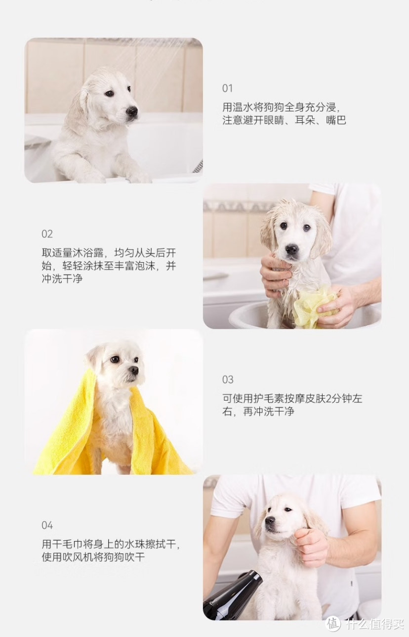 小狗专用沐浴露洗去脏污和油腻。