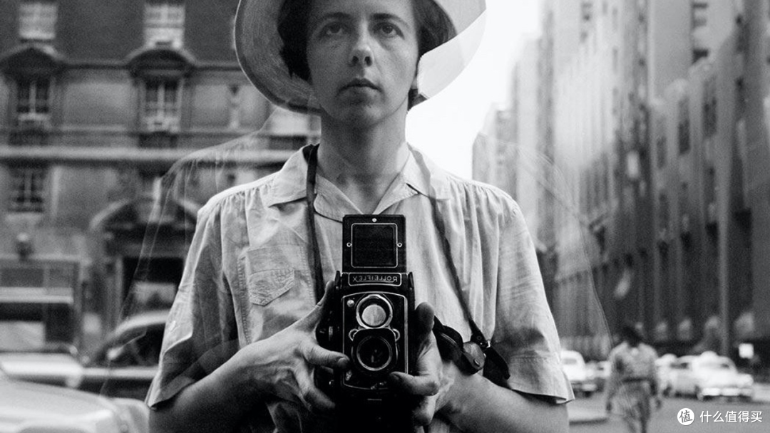 Vivian Maier Holding Rolleiflex