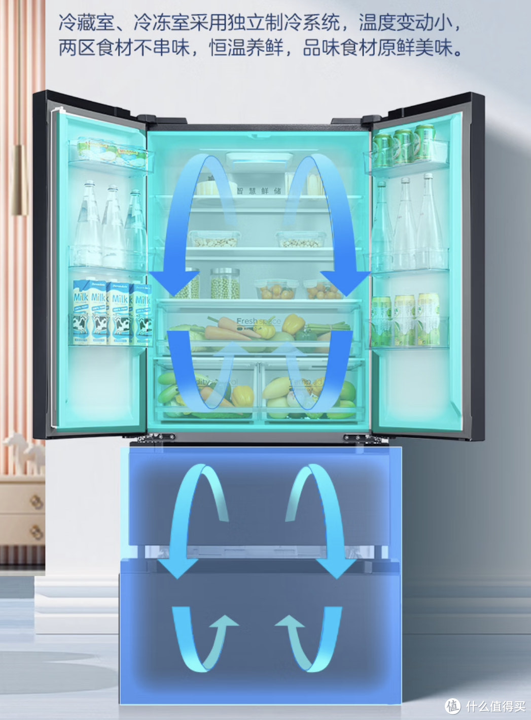 美的BCD-508WTPZM(E)冰箱：大容量，智能生活新体验