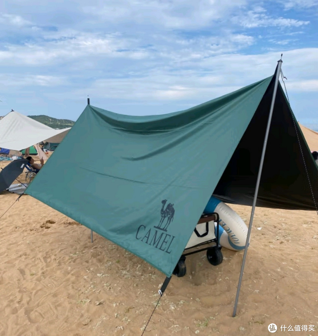 奇趣露营好物之骆驼（CAMEL）户外露营黑胶天幕帐篷遮阳便携式防晒野营野餐大凉棚