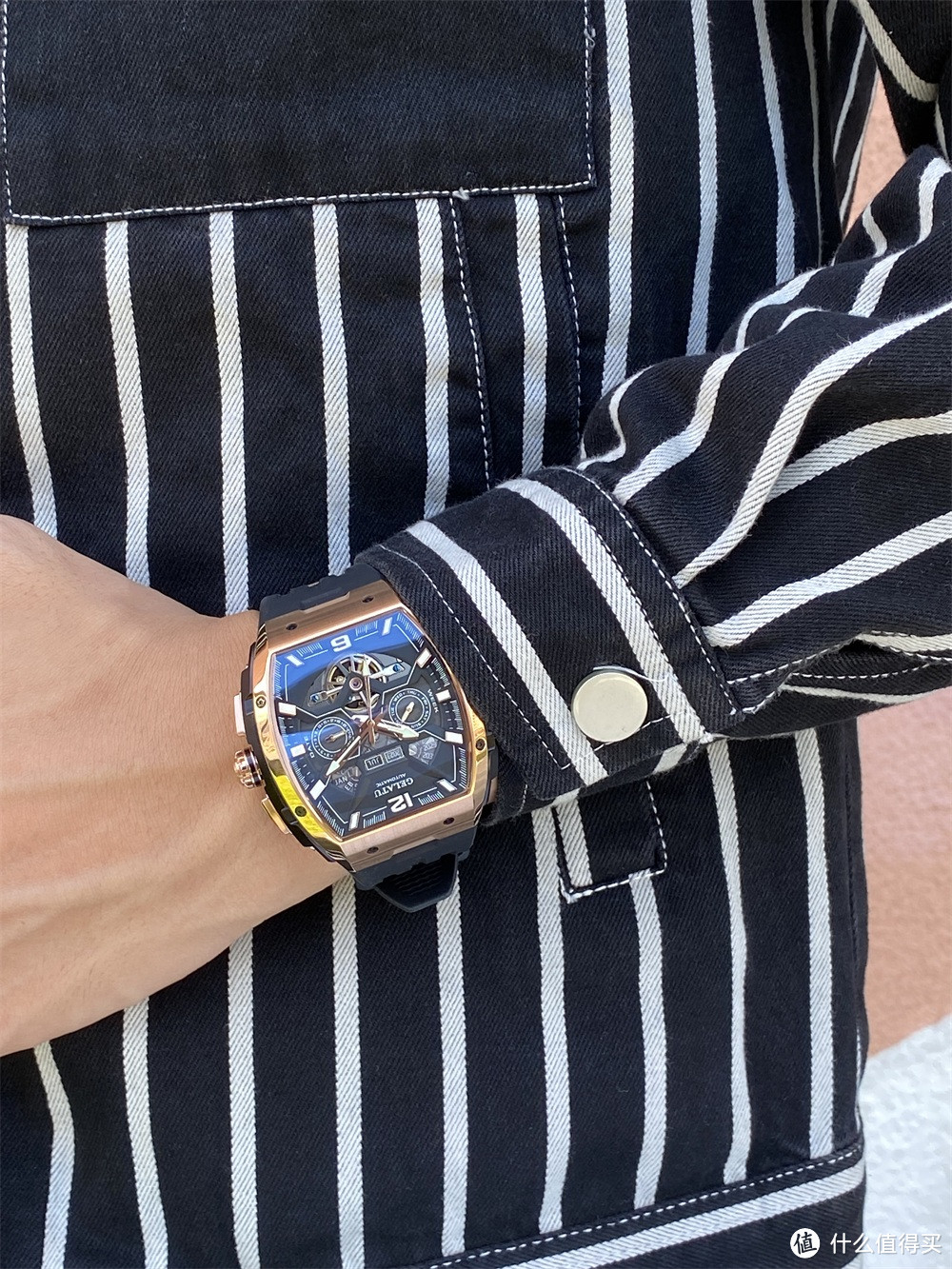 格拉图（GELATU）手表男士全自动镂空机械多功能手表
