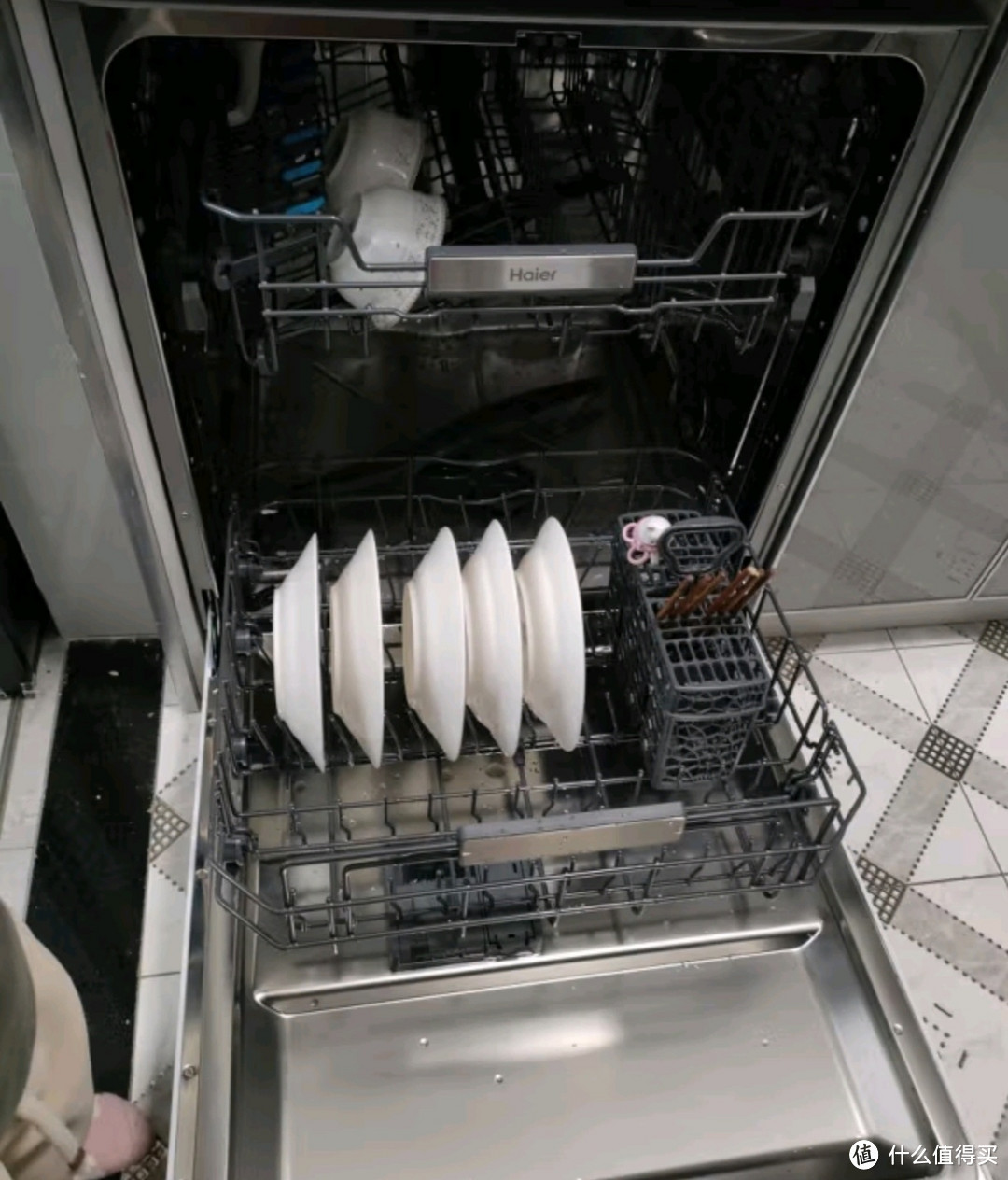 海尔15套嵌入式洗碗机白日梦想家W30S 变频一级水效 升降碗篮 分区洗 智能开门速干EYBW153286ZBU1
