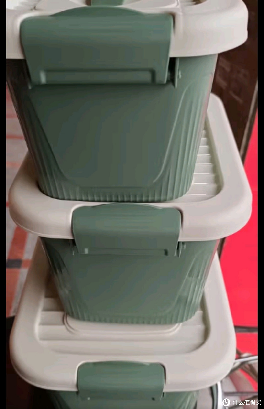 星优桌面杂物收纳箱塑料手提式带锁扣整理箱 多规格 绿色 3个装