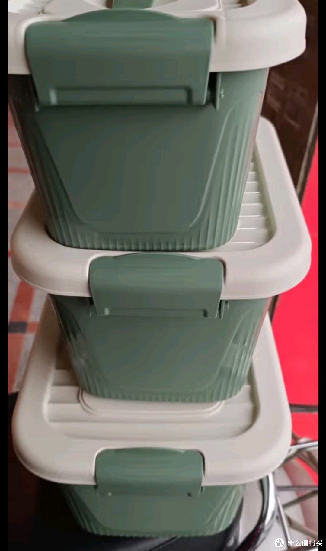 星优桌面杂物收纳箱塑料手提式带锁扣整理箱 多规格 绿色 3个装