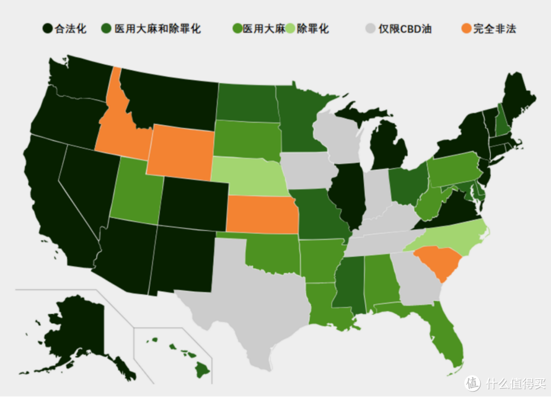 美国大麻合法化地图