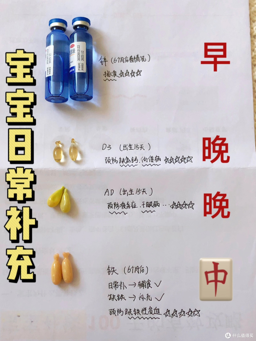 宝宝日常4⃣件套👉早锌晚钙🀄️铁