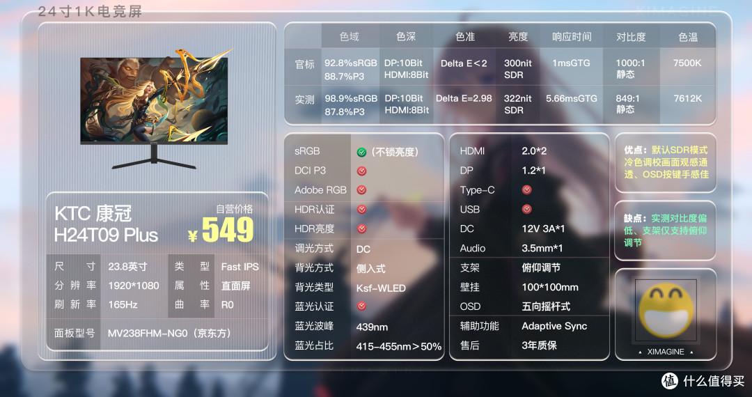 贰：康冠 KTC H24T09 Plus「ximagine」