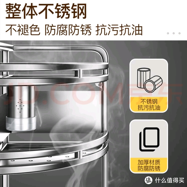 厨房神器秀！帅仕（shuaishi）不锈钢调料架厨房置物架台面转角调味品架调料盒