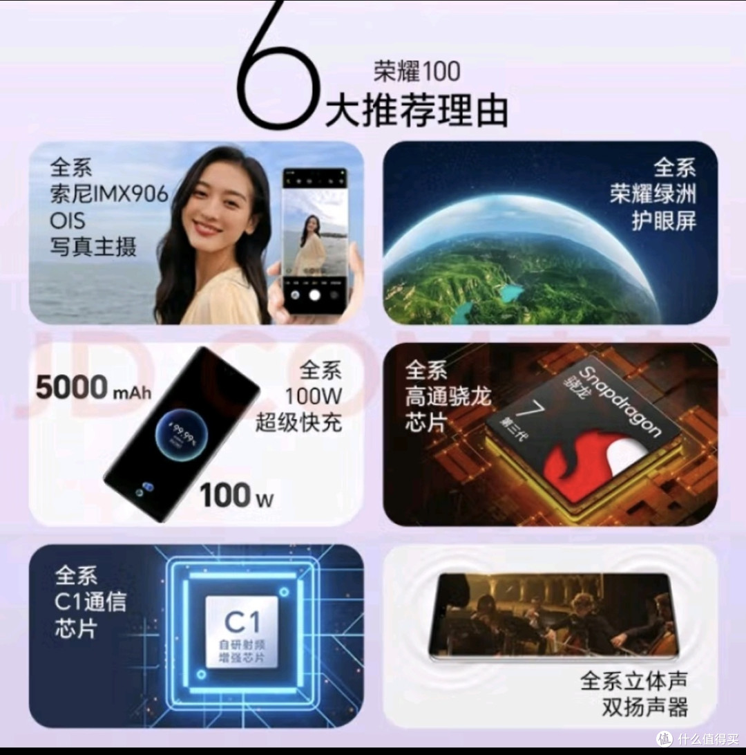 荣耀100 单反级主摄 荣耀绿洲护眼屏 第三代骁龙7 立体声双扬声器 