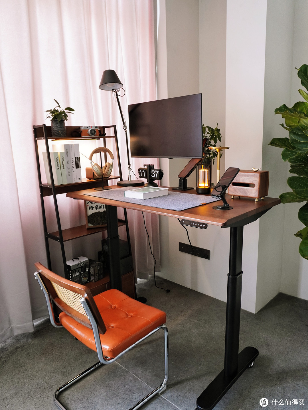 书房家具|黑胡桃色升降桌椅搭配3选1，实测过了跟着买不踩坑。
