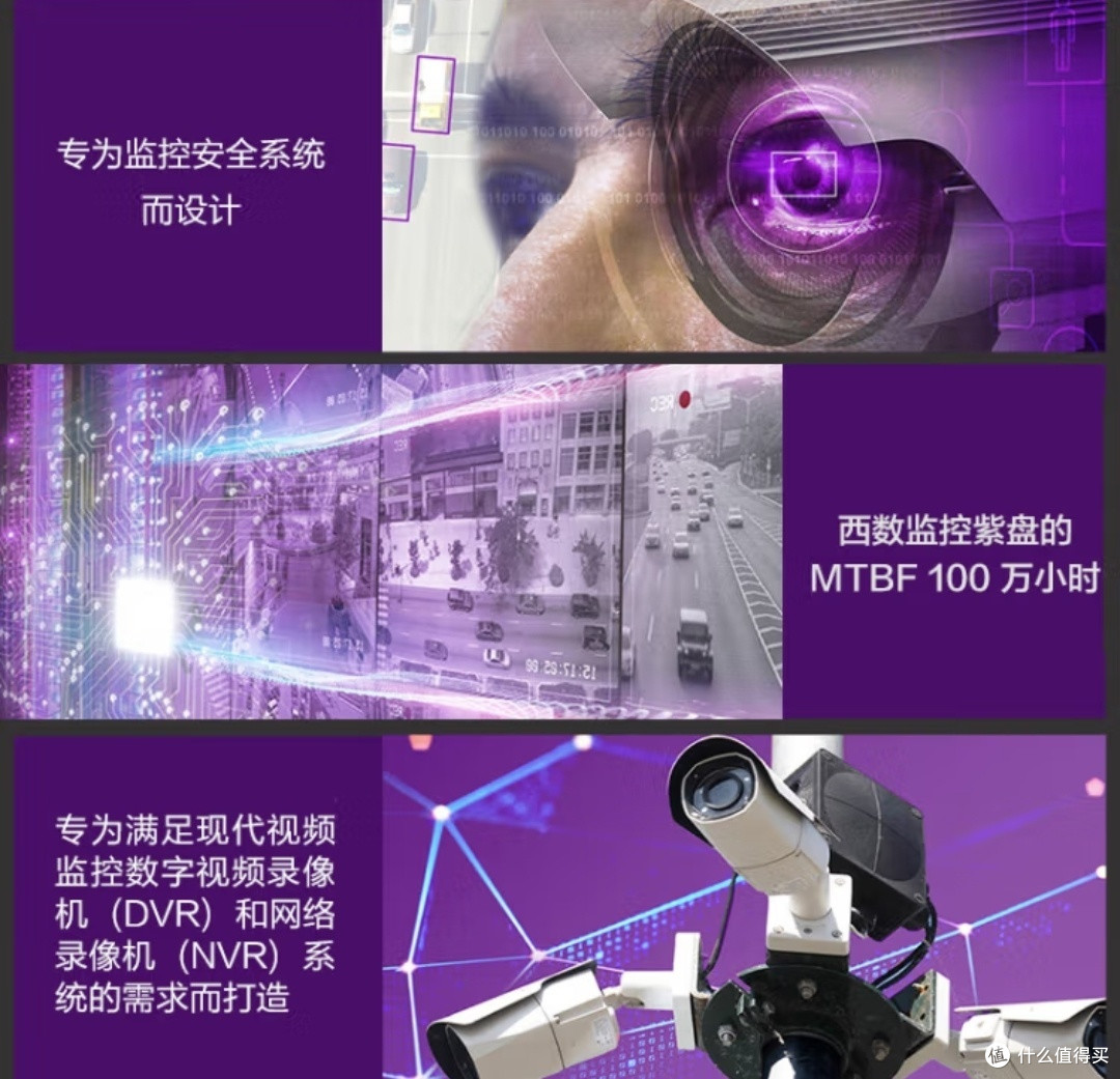 西部数据监控级硬盘WD Purple西数紫盘4TB