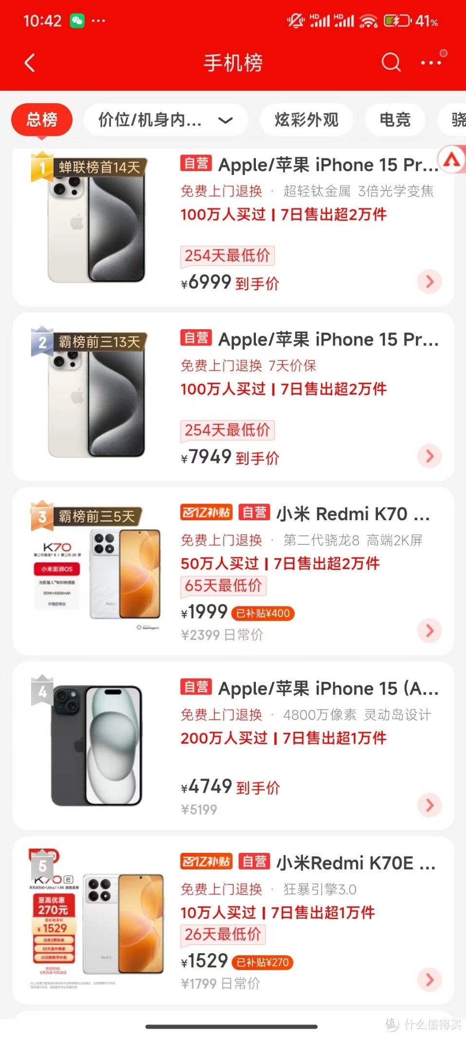 手机热卖榜前五：红米K70第三，苹果霸榜，华为失之交臂
