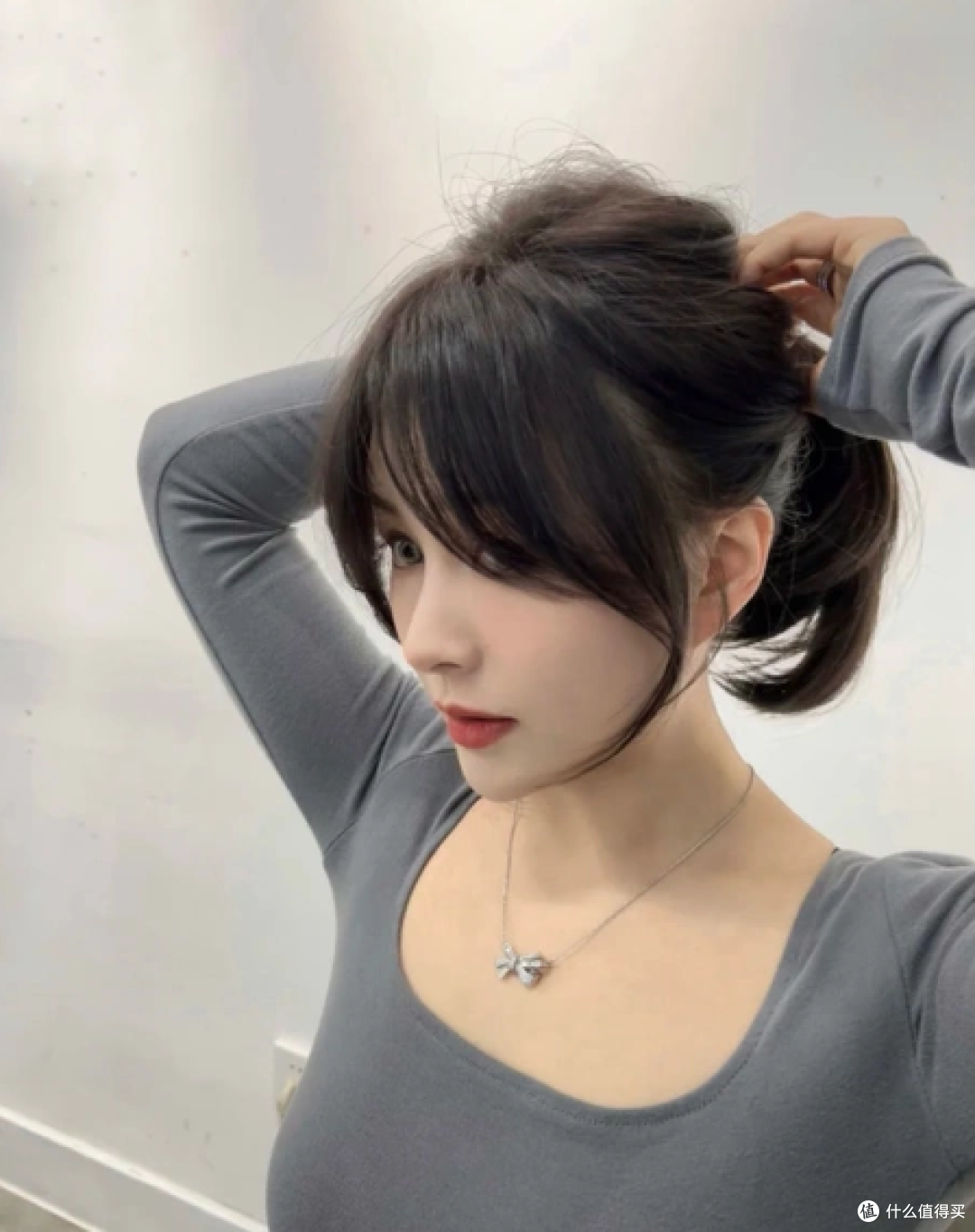 刘海假发女片头顶蓬松增发量八字刘海全真发遮白发自然轻薄假发片