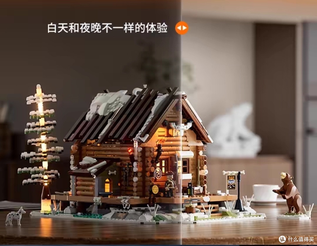探索奇幻之旅:拼装灯光积木圆木屋模型摆件