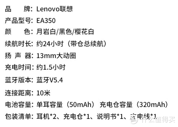 联想 EA350 开放式真无线耳机开售：支持蓝牙 5.4、24 小时续航，首发 129 元