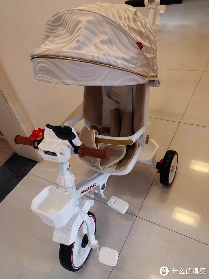 凤凰儿童三轮车脚踏车溜娃神器可折叠可躺可坐1-6岁3宝宝婴儿推车