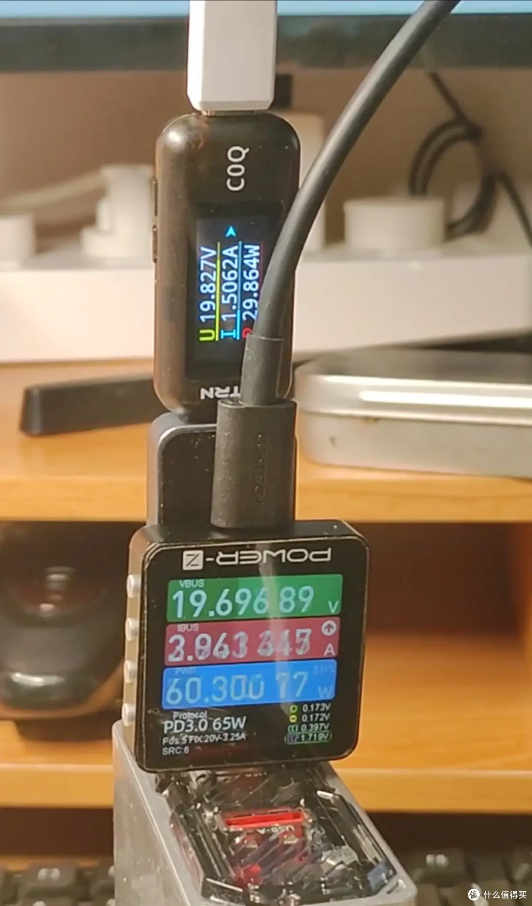 C1口接笔记本，C2口接手机最大功率示意图