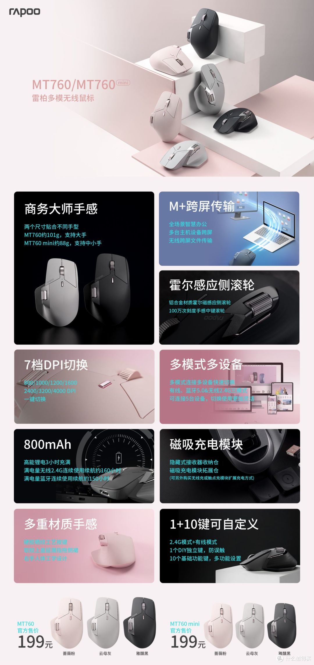 不是罗技买不起,而是雷柏更有性价比,开箱MT760/mini体验
