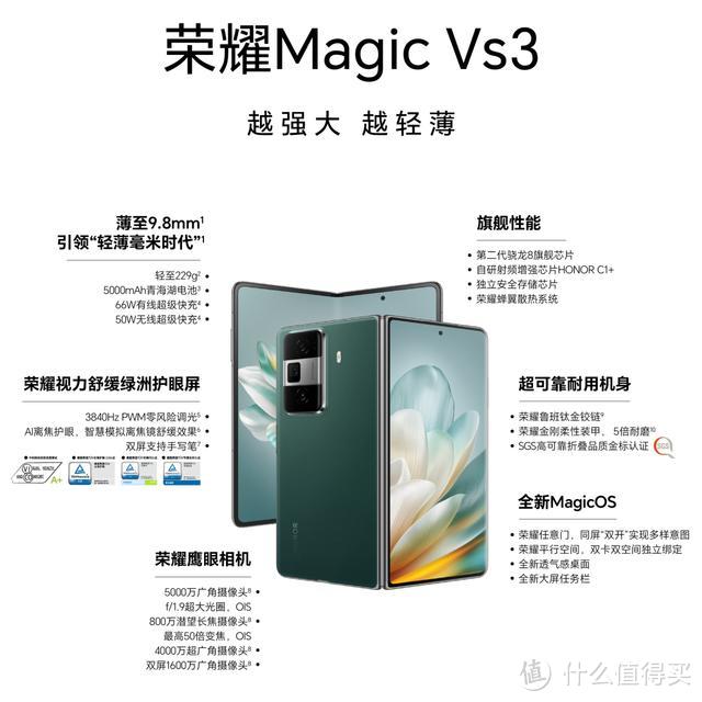 6999元！荣耀Magic Vs3发布：50倍长焦+5000mAh+229克，喜欢吗？