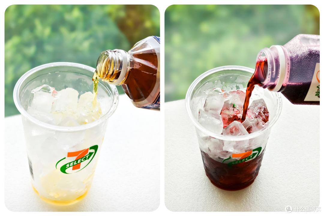 原料:三得利乌龙茶,味全葡萄汁,冰杯.