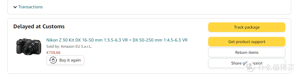 德国亚马逊购买尼康Z30，直邮收到了