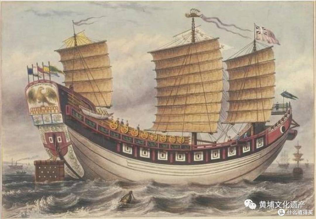 刻版画《中国木帆船耆英号》