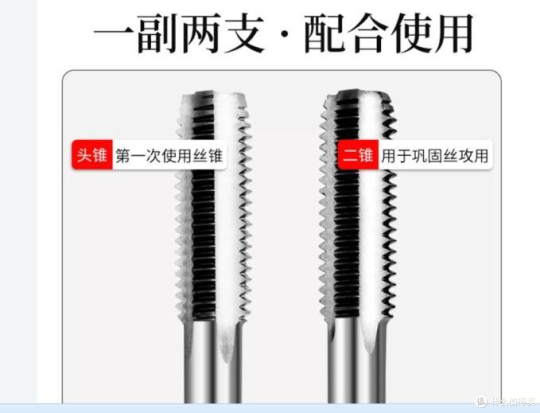 丝锥一副是两支，但是他发给我的实物看上去都差不多，分不清头锥二锥，只能找了个大致像头锥的先攻，比较紧，攻完管子都发烫，二锥倒是没我想象的那么费劲