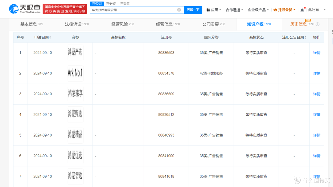 华为申请鸿蒙甄选商标