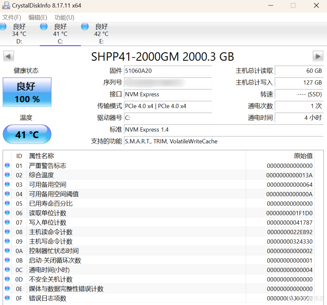 2GB超大独立缓存,超高速读写性能稳——海力士P41固态硬盘