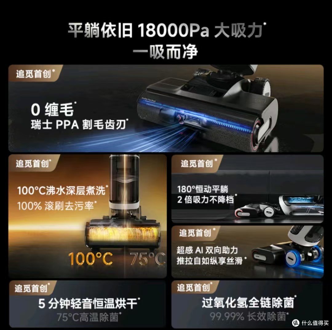 追觅洗地机H20 Ultra 旋锋版无线家用热水拖地机洗拖一体【割毛发0缠绕 100°除菌烘干 超薄180°躺平】