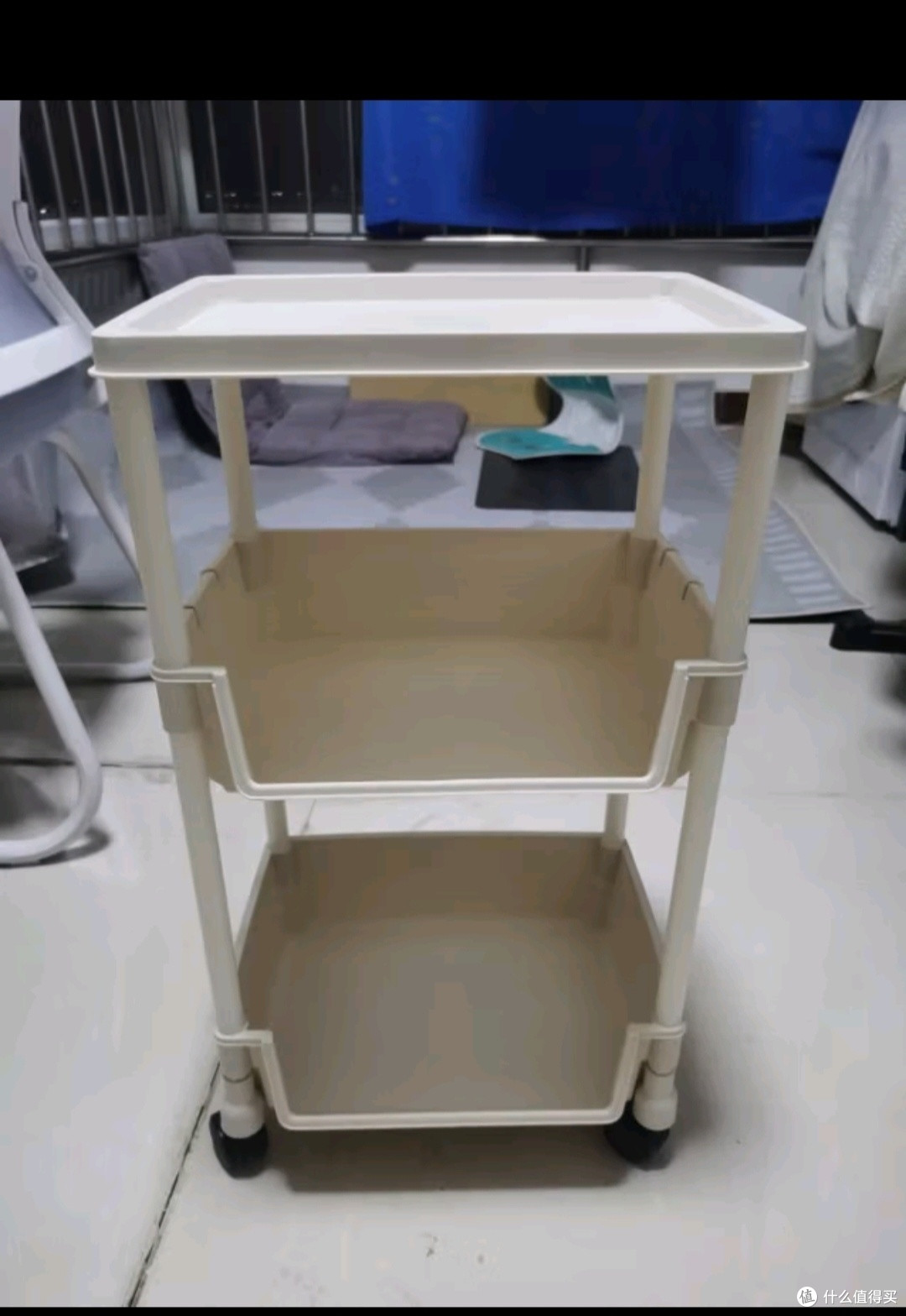 梵俪琳小推车置物架家用厨房落地多层可移动零食收纳架客厅储物架货架 3层白-开口【基础款】