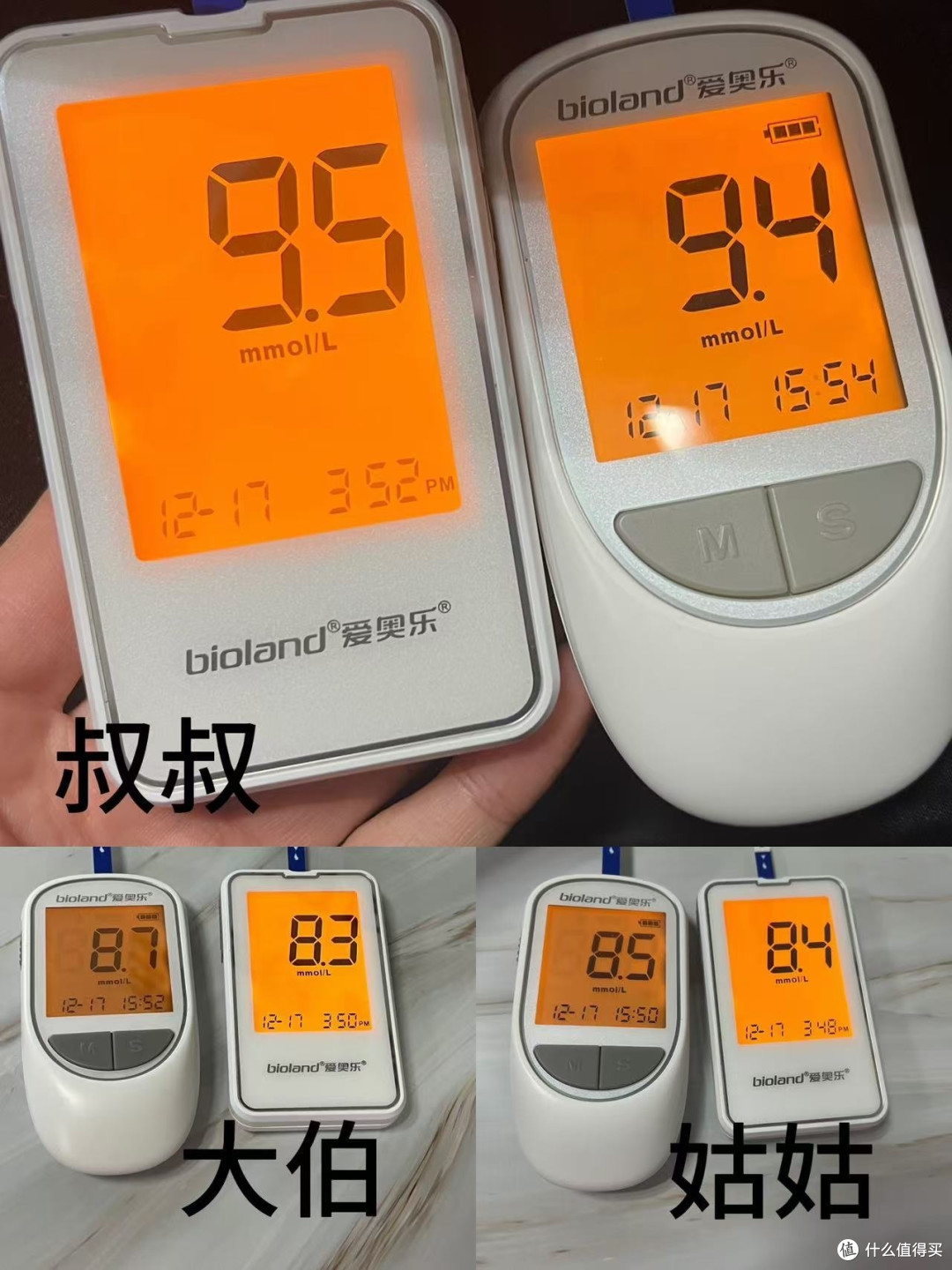 吃完饭给家人测了下血糖