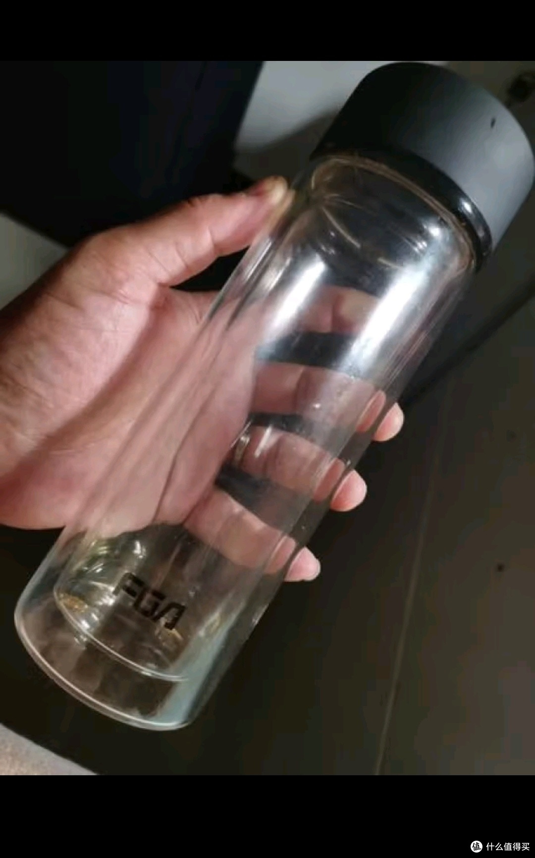 富光 男女士双层玻璃杯 水杯 支持团购定制 304杯子泡茶杯400ML黑
