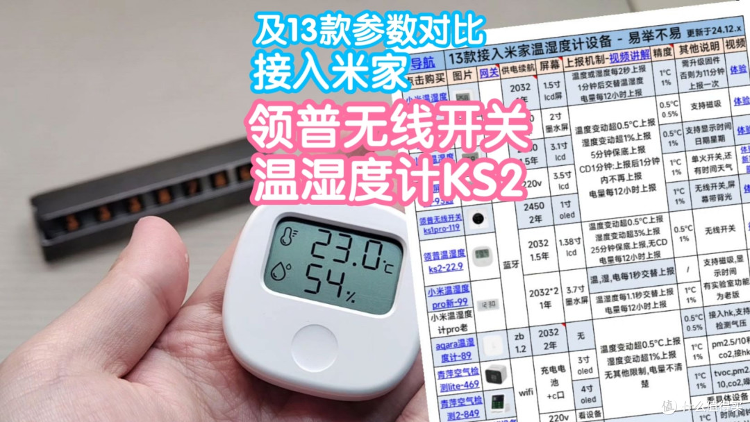 接入米家可做无线开关的领普温湿度计KS2。以及13款温湿度计对比