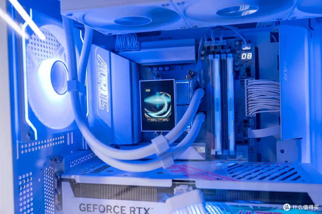 超炫白色海景房,技嘉X870E冰雕+9800X3D+骨伽星舰FV270装机