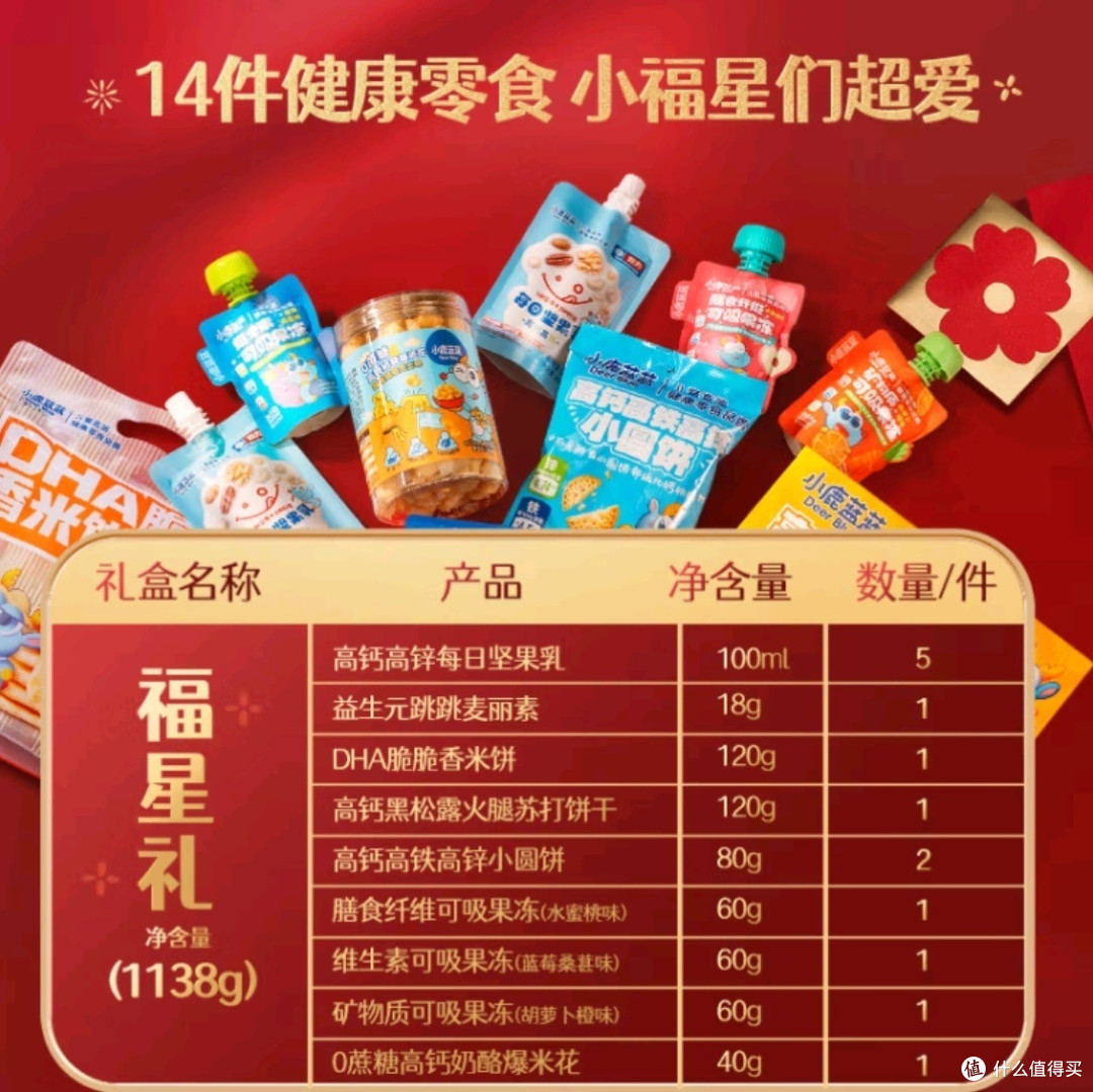 小朋友的年货大礼包,小鹿蓝蓝福星礼包,糖果饼干应有尽有