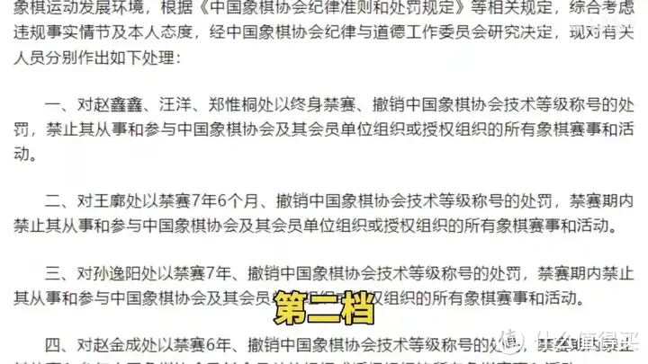 【省流总结】中国象棋协会处罚公告 对41名违规人员进行通报