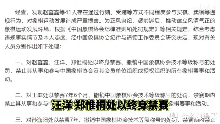 【省流总结】中国象棋协会处罚公告 对41名违规人员进行通报