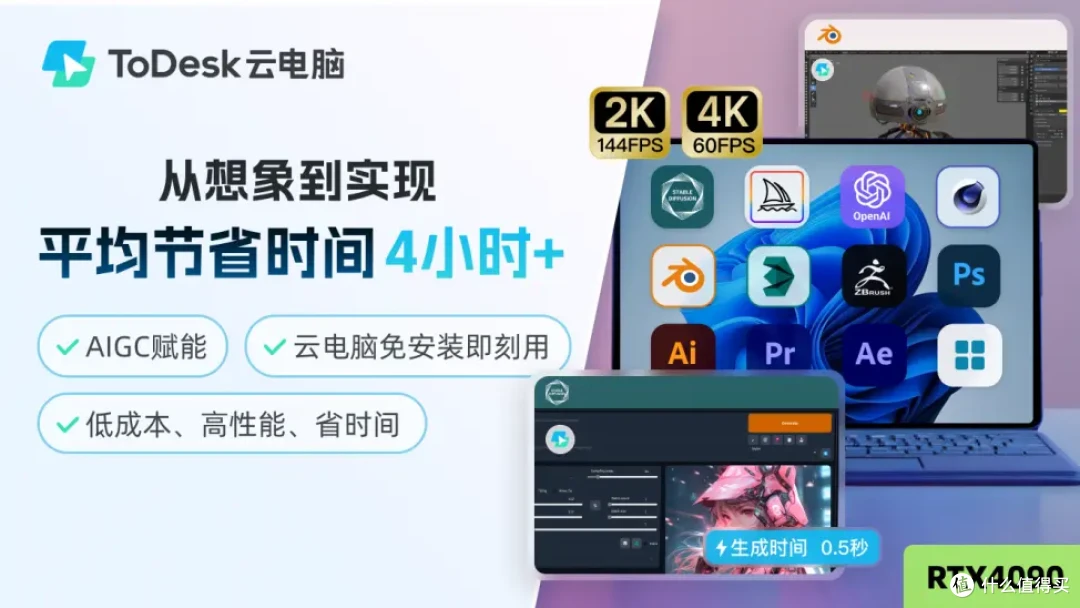 云设计首选ToDesk，数据三重副本，电脑搭配当今最强4090显卡