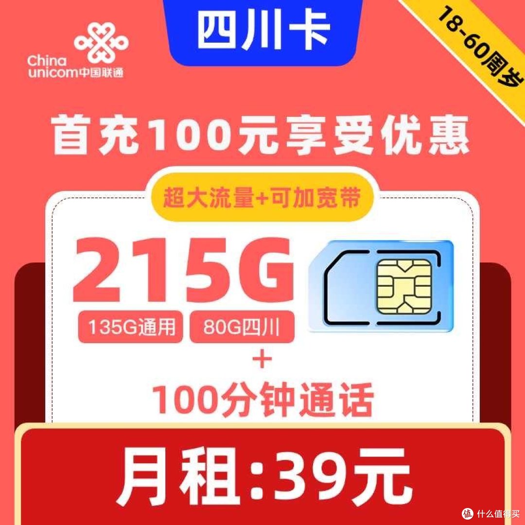 中国联通四川卡实测:39元月租215G流量+宽带可加,川人专享